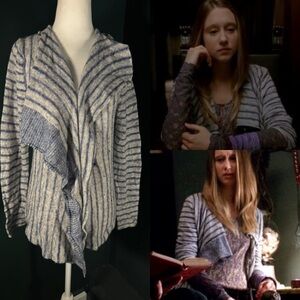 Banana Republic • Striped Wool Blend Draped Cardigan Gray L • ASO Violet Harmon